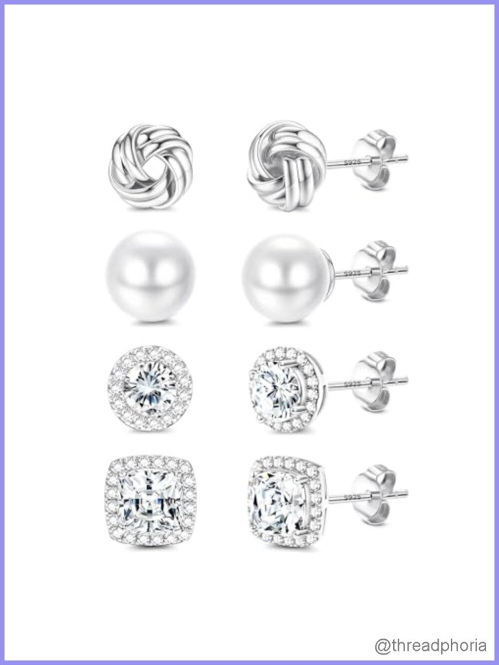 14K Gold Plated Sterling Silver Hypoallergenic Stud Earrings Set